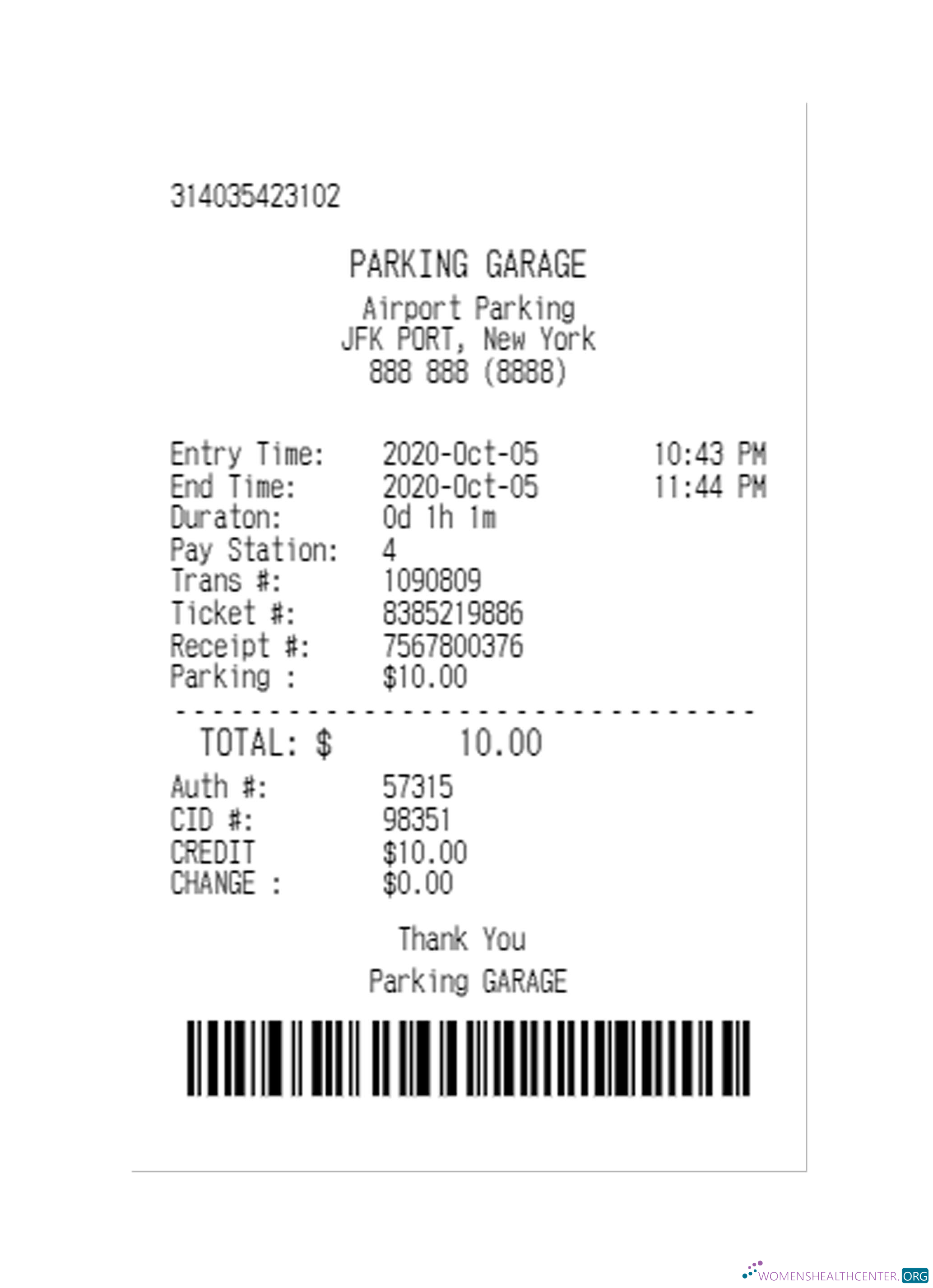 Download PARKING GARAGE payment check template Photoshop template